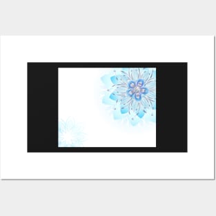 Abstract light blue flower Posters and Art